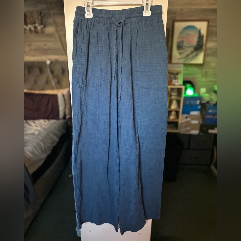navy blue linen pants